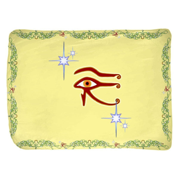 Eye of Isis/Auset with Double Jasmine Border Velveteen Blanket (L)