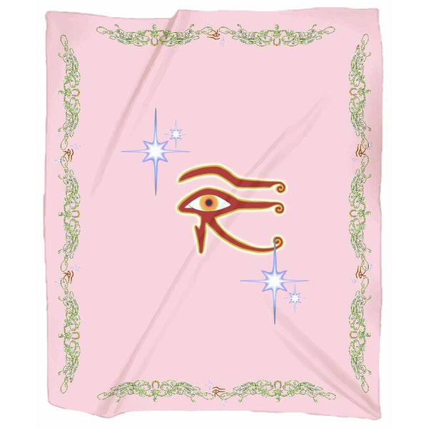 Eye of Isis/Auset with Double Jasmine Border Jersey Blanket (P)