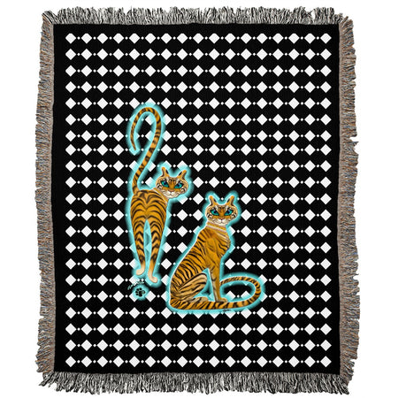 Ankh with Double Jasmine Border Woven Blanket (P)