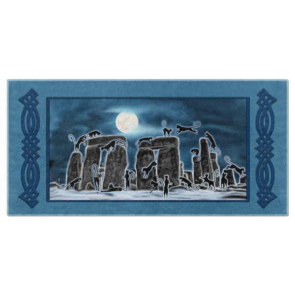 Bast Moon Over Stonehenge with Knotwork Bracket Beach Towel
