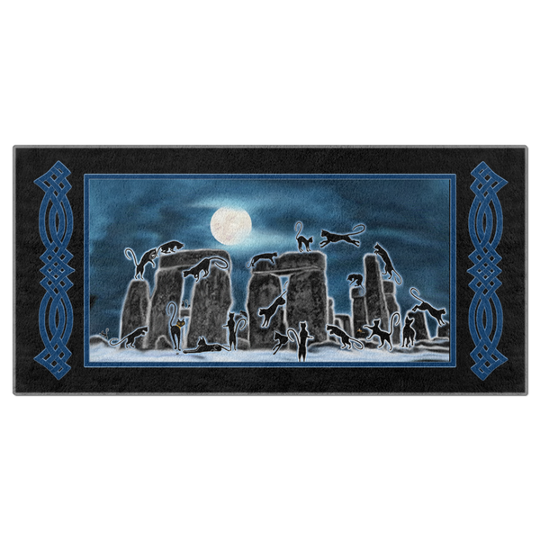 Bast Moon Over Stonehenge with Knotwork Bracket Beach Towel