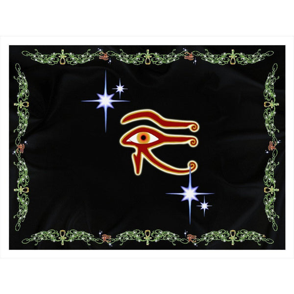 Eye of Isis/Auset with Double Jasmine Border Sherpa Blanket (L)