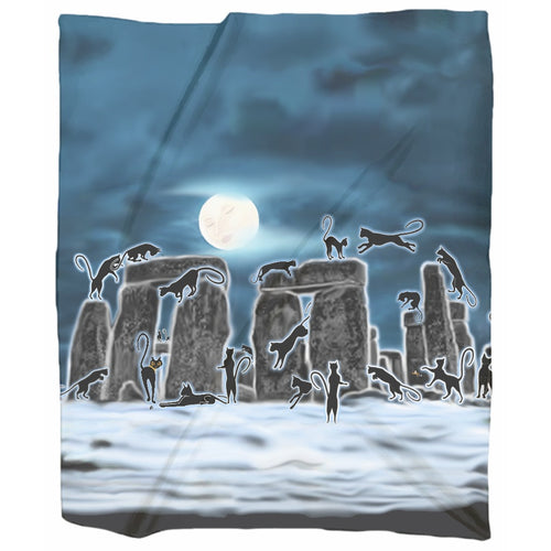 Bast Moon Over Stonehenge Jersey Blanket