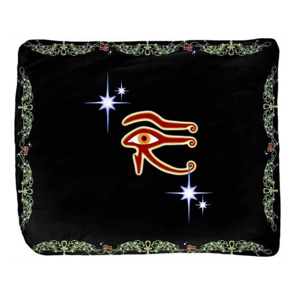 Eye of Isis/Auset with Double Jasmine Border Velveteen Blanket (L)