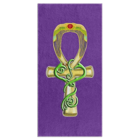 Ankh with Double Jasmine Border Sherpa Blanket (L)