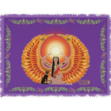 Isis/Auset with Double Jasmine Border Woven Blanket (L)