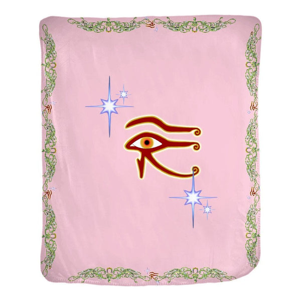 Eye of Isis/Auset with Double Jasmine Border Velveteen Blanket (P)