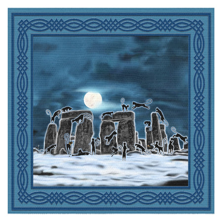 Bast Moon Over Stonehenge Tablecloth