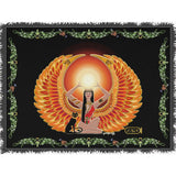 Isis/Auset with Double Jasmine Border Woven Blanket (L)