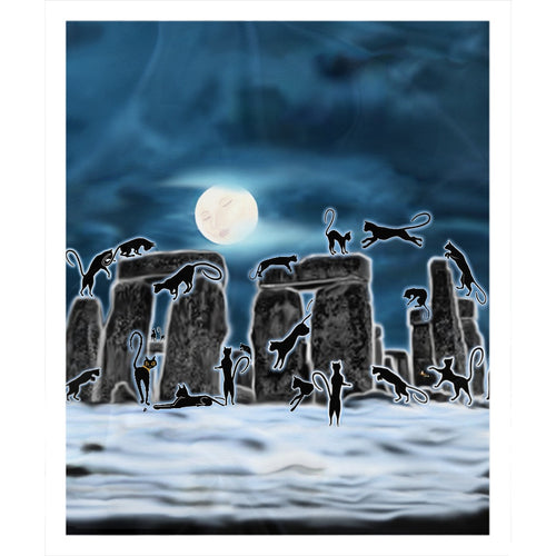 Bast Moon Over Stonehenge Sherpa Blanket