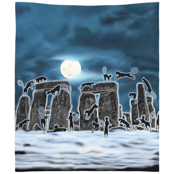 Bast Moon Over Stonehenge Tapestry (P)