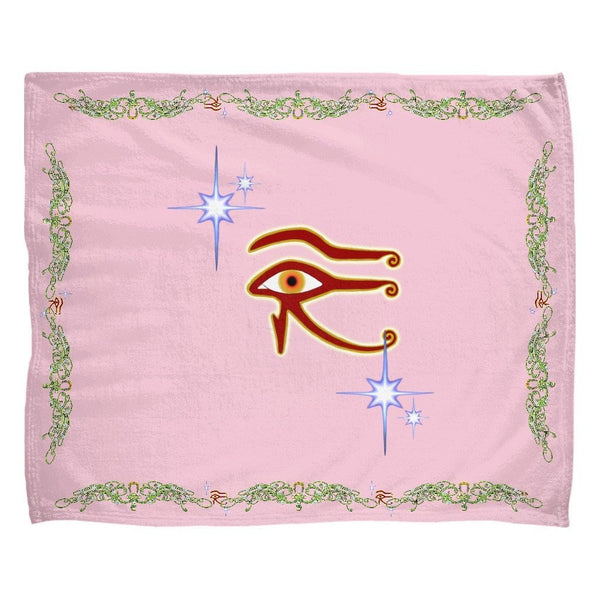 Eye of Isis/Auset with Double Jasmine Border Fleece Blanket (L)