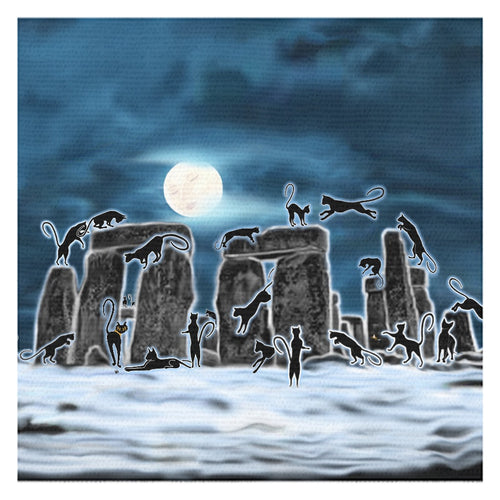Bast Moon Over Stonehenge Tablecloth