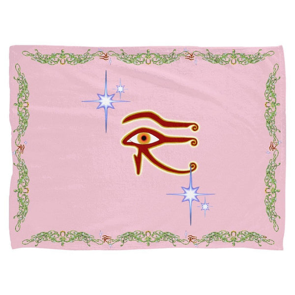 Eye of Isis/Auset with Double Jasmine Border Fleece Blanket (L)