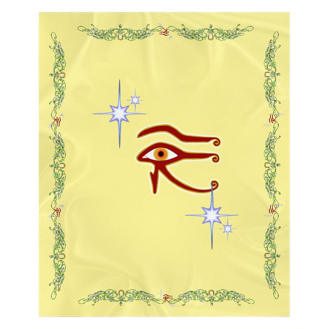 Eye of Isis/Auset with Double Jasmine Border Sherpa Blanket (P)