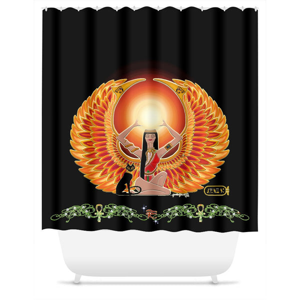 Isis/Auset with Double Jasmine Border Shower Curtain
