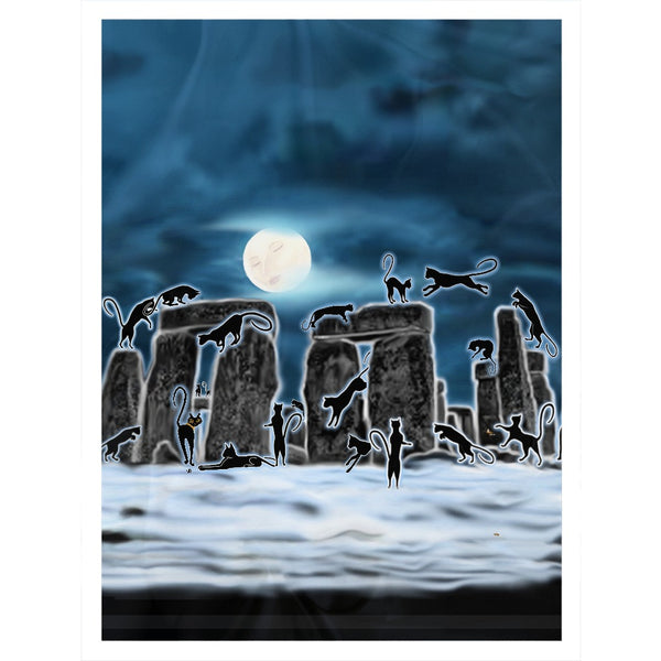 Bast Moon Over Stonehenge Sherpa Blanket