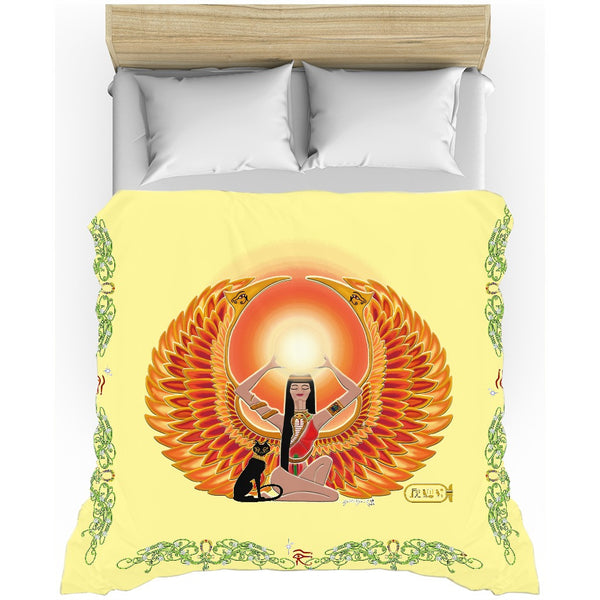 Isis/Auset with Double Jasmine Border Duvet Cover