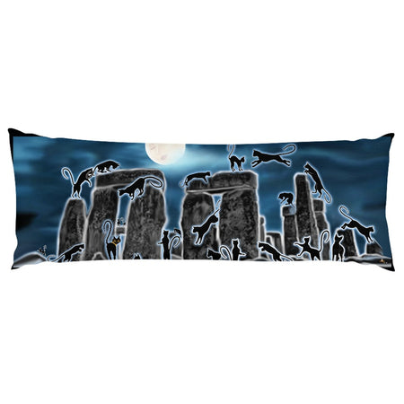 Bast Moon Over Stonehenge with Knotwork Frame Velveteen Blanket