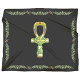 Ankh with Double Jasmine Border Jersey Blanket (L)