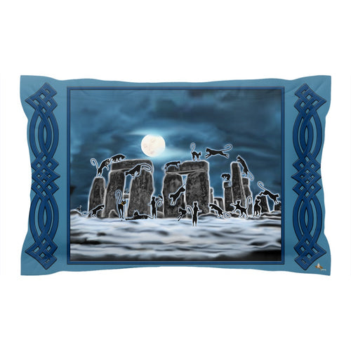 Bast Moon Over Stonehenge with Knotwork Bracket Pillow Sham