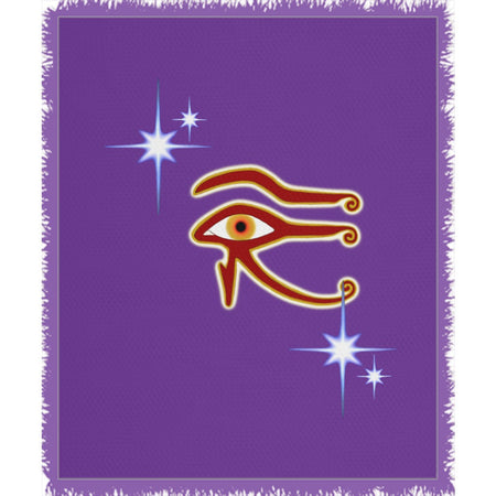 Eye of Isis/Auset with Double Jasmine Border Sherpa Blanket (L)