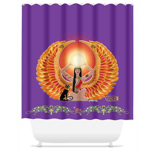 Isis/Auset with Double Jasmine Border Shower Curtain