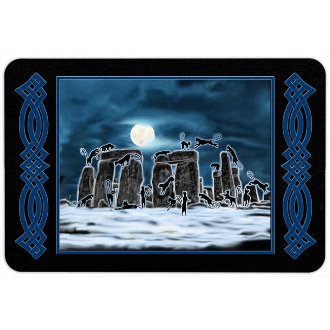 Bast Moon Over Stonehenge with Knotwork Bracket Floor Mat