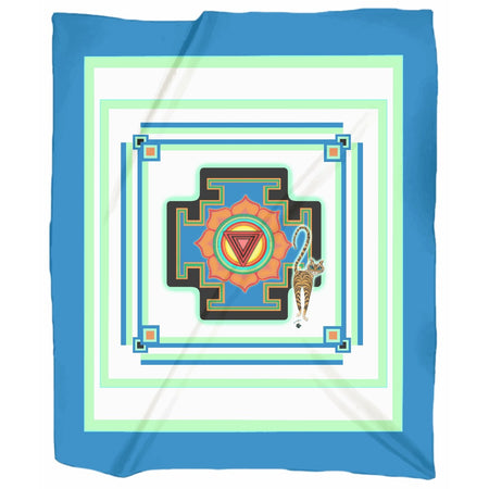 Isis/Auset with Double Jasmine Border Jersey Blanket (L)