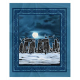 Bast Moon Over Stonehenge with Knotwork Frame Sherpa Blanket
