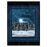 Bast Moon Over Stonehenge with Knotwork Frame Sherpa Blanket
