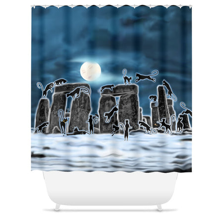 Bast Moon Over Stonehenge with Knotwork Frame Tablecloth