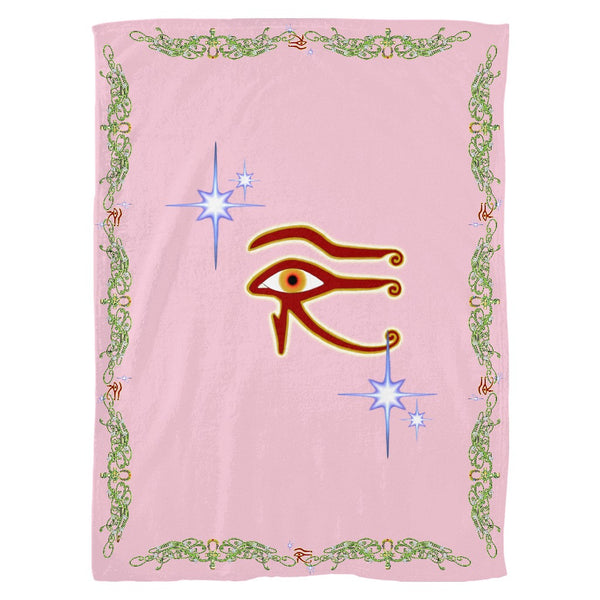 Eye of Isis/Auset with Double Jasmine Border Fleece Blanket (P)